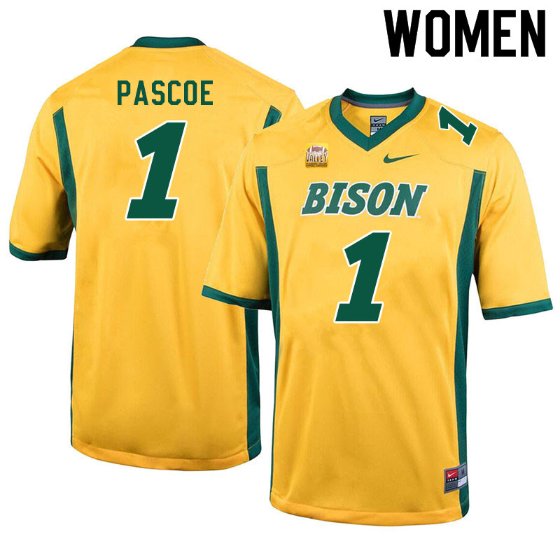 Women #1 Britton Pascoe North Dakota State Bison College Football Jerseys Sale-Yellow - Click Image to Close